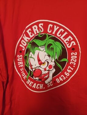Gildan Red Short Sleeve Tee with Green Joker Graphic